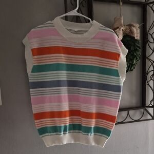 Colorful Striped Sleeveless Sweater
